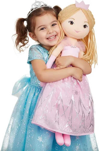 Miniatura 8 de June Garden Muñeca de trapo suave XL Princess Marina Crystalheart - Adorable muñeca de tamaño real de peluche para niñas, vestido azul