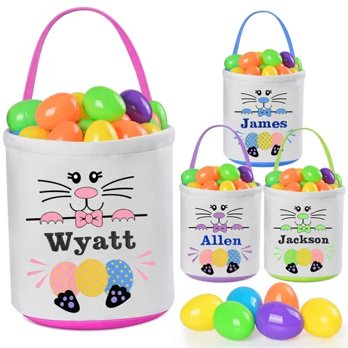 Miniatura 17 de Jocidea - Cesta de Pascua personalizada, paquete de 1 cestas de Pascua personalizadas para niñas y niños, cesta de Pascua personalizada para bebés