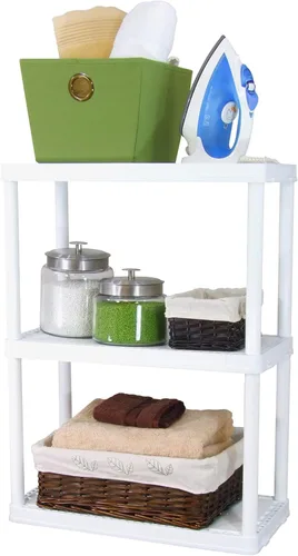 Miniatura 7 de Gracious Living Unidad de almacenamiento ligera de altura fija de 3 estantes, 12 x 24 x 33 pulgadas, sistema organizador para el hogar, garaje, 3
