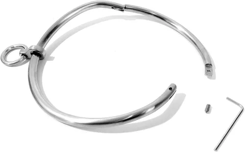 Miniatura 4 de Cuffstore Gargantilla de acero inoxidable con cierre de 15 pulgadas con anillo, Acero inoxidable satinado, no conocido