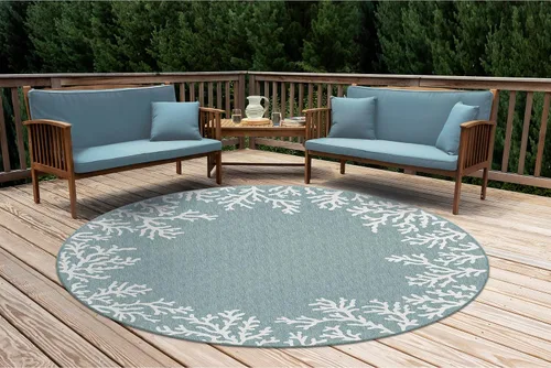 Miniatura 33 de Liora Manne Carmel - Alfombra decorativa de mezcla sintética para interiores y exteriores, de bajo perfil, contemporánea, decoración de peces Agua