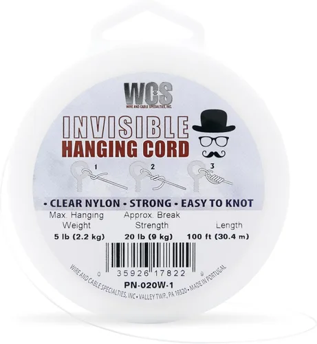 Cuerda invisible para colgar, cuerda de nailon transparente para decoraciones, alambre colgante transparente que soporta hasta 5 libras de peso