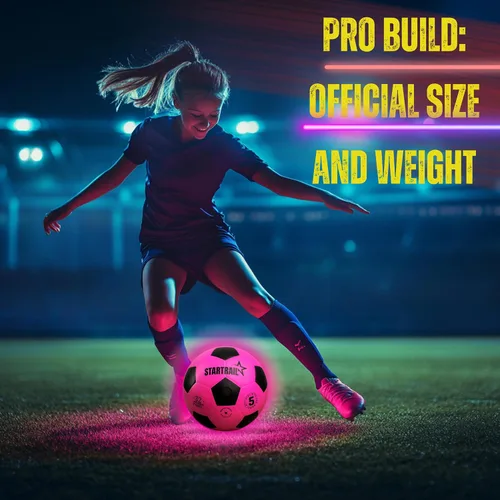 Miniatura 8 de Pelota de fútbol que brilla en la oscuridad Regalo deportivo para niñas de 6 a 15 años Pelota LED iluminada con 3 baterías extra y bomba