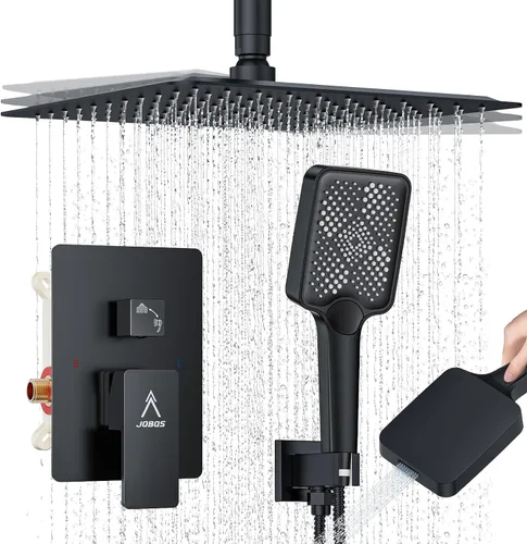 Miniatura 19 de Sistema de Ducha Moderno de Lluvia de Latón Juego de Grifería con Válvula y Desviador Mezclador de Ducha con Ducha de Mano de Alta Presión Regadera