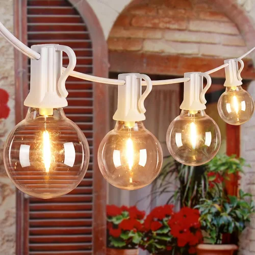 Miniatura 8 de Ollny Cadena de luces para exteriores de 25 pies, impermeable, conectable, inastillable, con 13 Edison + 1 bombilla LED de repuesto enchufable