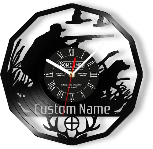 Miniatura 10 de The Geeky Days Reloj de pared de caza, 7 colores cambiantes, reloj de pared silencioso sin tictac, luz nocturna LED, vida silvestre, caza