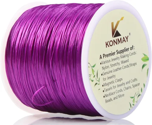 Miniatura 8 de KONMAY Cuerda elástica de elastano marrón de 0.024 in, cordón elástico suave para abalorios, 450 yardas para pulseras, collares y fabricación
