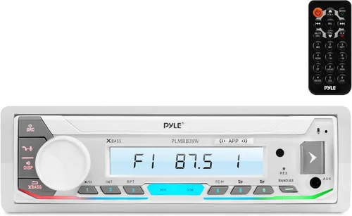 Pyle Amplificador de potencia para receptor estéreo marino, lector de tarjetas AM/FM/MP3/USB/Aux/SD, receptor estéreo marino, DIN único, 30