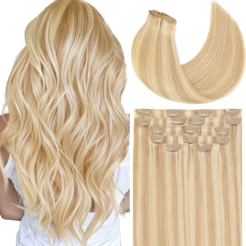 Miniatura 48 de Loxxy Extensiones de cabello humano con clip, sin costuras, 22 pulgadas, color marrón oscuro a castaño oscuro y marrón oscuro, 7 piezas