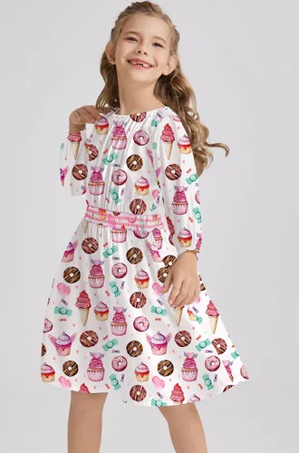 Miniatura 5 de Vestido floral con cintura fruncida para niñas, ropa de juego para la iglesia, vacaciones, vestido midi suave con bolsillos