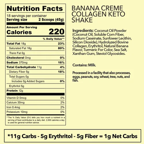 Miniatura 5 de Keto - Batido de colágeno con aceite de coco, prebióticos, péptidos de colágeno hidrolizados alimentados con pasto tipo I y III, bajo
