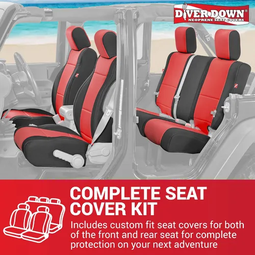 Miniatura 6 de Diver Down Juego de fundas de asiento de neopreno para Jeep JK Wrangler 2007-2018, juego de asiento delantero y trasero, fundas de asiento Carbón