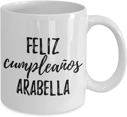 Miniatura 2 de Feliz Cumpleanos Arabella Mug Spanish Happy Birthday Personalized Name Gift Coffee Tea Cup 11 oz