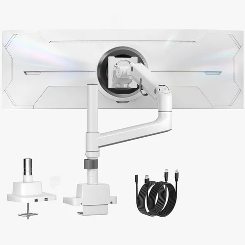 Miniatura 11 de monTEK Brazo para monitor ultra ancho de 17-57 pulgadas para pantallas de hasta 59.4 libras, soporte ajustable de pantalla curva única de aluminio