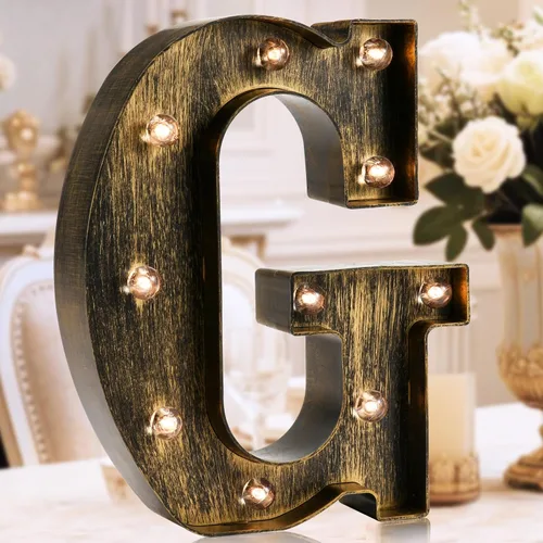 Miniatura 13 de Oycbuzo - Cartel de letras con luces LED doradas y negras, estilo industrial y clásico, para decoración de cafeterías, bodas, fiestas de cumpleaños