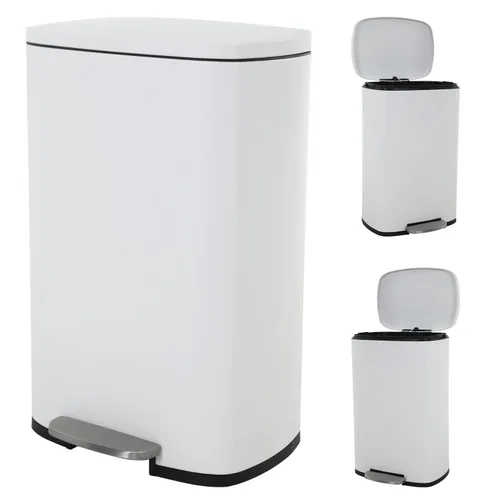 MKDLUFEI Basurero de cocina de acero inoxidable a prueba de huellas dactilares con tapa silenciosa y cubo interior extraíble para cocina, oficina y