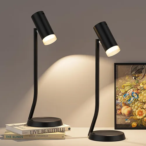 Miniatura 9 de PESUTEN Lámparas de mesa inalámbricas, luz de mesa portátil a pilas con cabezal de ángulo ajustable magnético, lámpara recargable de 5000 mAh