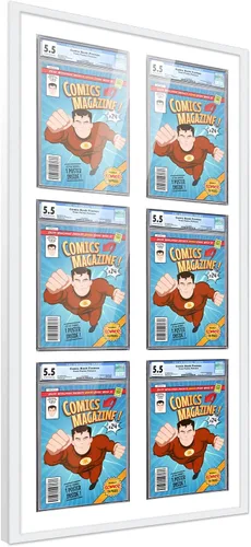 Miniatura 135 de Marco de cómic con paspartú para 8 CGC, CBCS o PGX Graded Comics - Marco de cómic blanco para cómics de 8.125 x 13 pulgadas Marco blanco