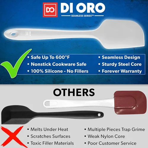 Miniatura 2 de DI ORO Juego de espátulas de silicona – Espátulas de cocina de goma para hornear, cocinar y mezclar – Resistente al calor a 600 °F y libre de BPA