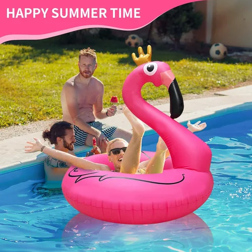 Miniatura 3 de Flotador inflable gigante de flamenco para piscina, 42 pulgadas, flotador de piscina de flamenco rosa para fiesta con válvulas rápidas, flotadores