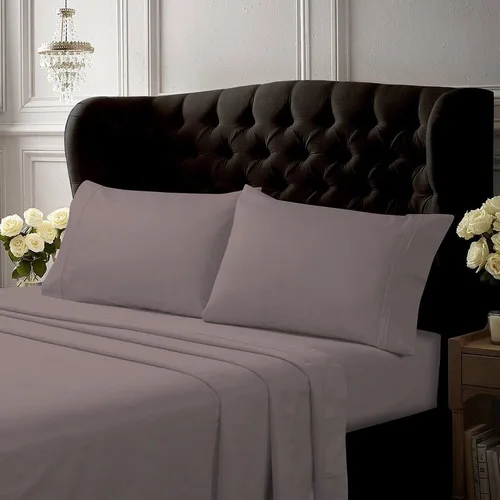 Miniatura 10 de Tribeca Living Juego de sábanas y fundas de almohada de algodón percal de algodón fresco y suave, bolsillo extra profundo, 300 hilos, ropa de cama