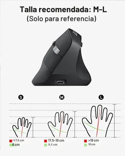 Miniatura 5 de Acer Ratón Ergonómico Inalámbrico, Ratón Vertical con DPI Ajustable 1000/1200/1600 con 6 Botones, Ratón Ergo Recargable con Receptor USB de 2.4GHz