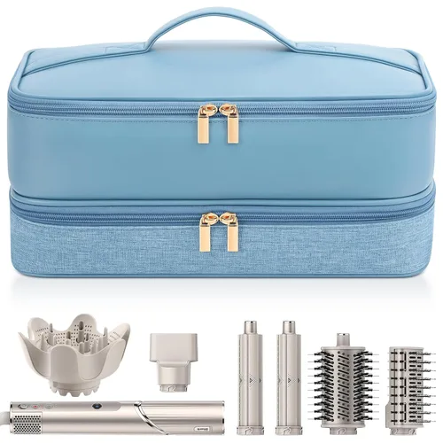 Miniatura 11 de Adworte Estuche de transporte de viaje para secador de pelo Shark Flexstyle FlexFusion Airwrap Brush de doble capa, accesorios para el cabello
