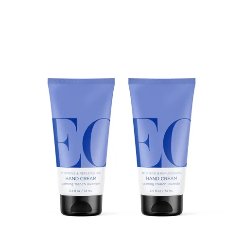 EO Crema de manos, 2.5 onzas (paquete de 2), lavanda francesa, hidratante para piel seca y hecha con aceites esenciales para hombres y mujeres