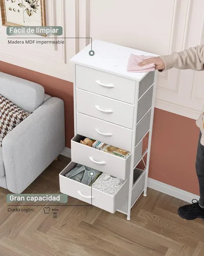 Miniatura 9 de Crestlive Products Cómoda Alta para Dormitorio Torre de Almacenamiento Vertical - Marco de Acero Resistente, Superficie de Madera, Contenedores