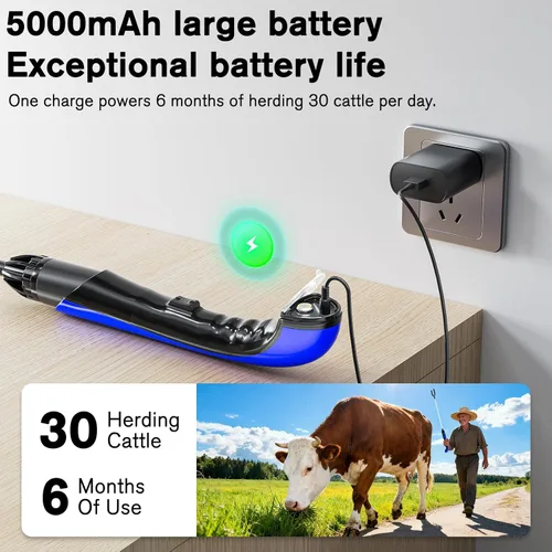 Miniatura 5 de Herramienta eléctrica de control de ganado, poste extendido duradero, batería recargable de 5000 mAh, IP45 resistente a la intemperie, para manejo