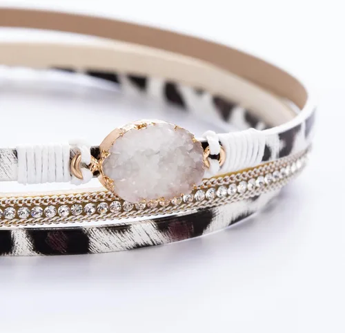 Miniatura 143 de FANCY SHINY - Pulsera de cuero estilo bohemio, pulsera de cuentas de cristal con cierre magnético, regalos de joyería para mujer