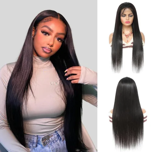Miniatura 31 de ALHER Pelucas de cabello humano con encaje frontal de gorra pequeña #4/27 rubio miel con reflejos, pelucas de encaje frontal de 13 x 4 con cabello