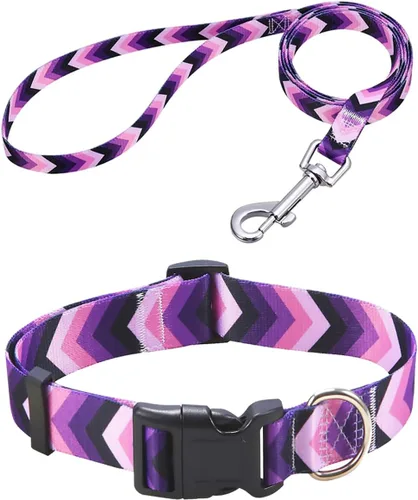 Miniatura 22 de Mihqy - Collar de perro, patrones geométricos florales, tribales, bohemios, collar de estilo étnico, suave y ajustable, para perros pequeños, Pink