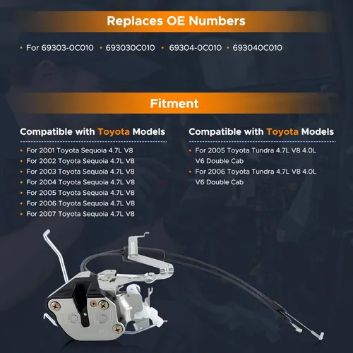 Miniatura 2 de Actuador de pestillo de bloqueo de puerta lateral izquierda del conductor delantero compatible con Toyota Sequoia 2001-2007, Tundra Double Cab