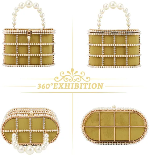 Miniatura 2 de Lanpet Bolso de noche para mujer, bolso de mano de metal con cristal para boda, baile de graduación, fiesta de cumpleaños