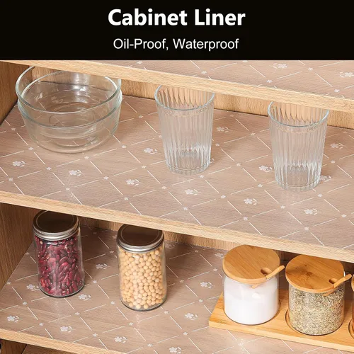 Miniatura 2 de INNOLITES Forro para estante de gabinete de cocina, forro no adhesivo para refrigerador y cajón, EVA impermeable con flores, fácil de limpiar y sin