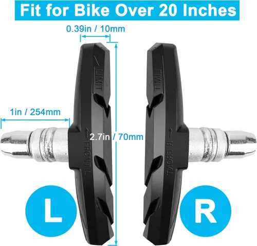 Miniatura 2 de GPMTER Juego de 2 pares de pastillas para frenos de bicicleta, 2.756 in para bicicleta Cruiser MTB, bloques universales de freno en V con tuerca