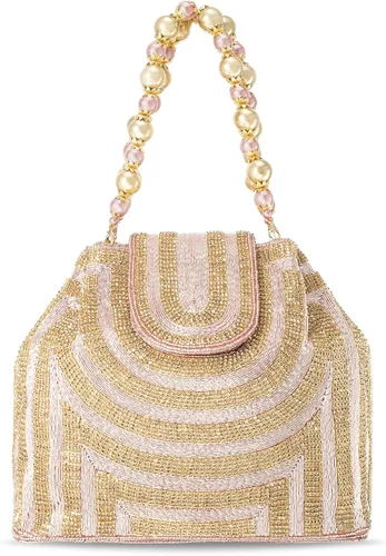 Miniatura 8 de Aheli Potli - Bolsas de noche para mujer, bolso de mano étnico para novia con cordón (P59C), Oro Rosa