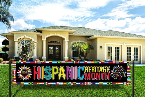 Miniatura 2 de Nepnuser Letrero colgante para decoración del Mes Nacional de la Herencia Hispana, 21 países de habla hispana, grande, hogar, jardín, exterior