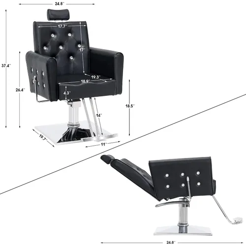 Miniatura 3 de BarberPub Clásico Hidráulico Reclinable Barbero Silla Antigua Pelo Spa Salon Styling Equipo de belleza 3123 (negro)