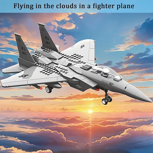 Miniatura 6 de Avión de combate F-15 Eagle militar compatible con Lego, avión de juguete de 270 piezas para niños de 10 años en adelante y adultos, juguetes