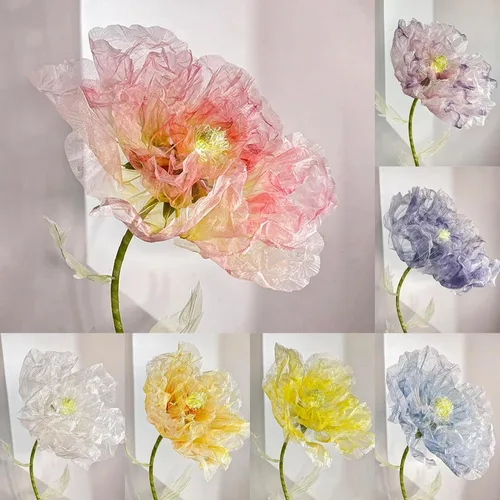 Miniatura 9 de Decoración de Flores Gigantes con Luz, 6.56 Pies Organza Floral Eléctrica Grande de Apertura Automática con Luz Parpadeante para Boda Cumpleaños