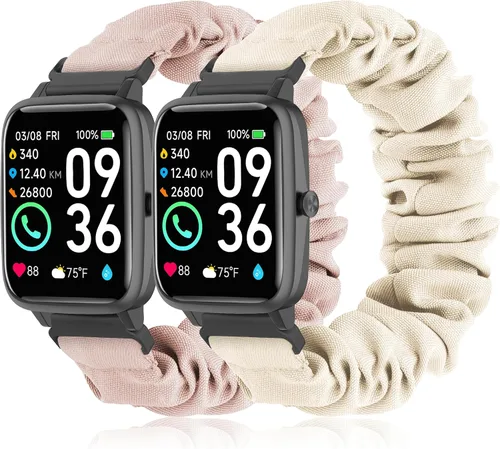 Miniatura 12 de Sunnyson Correas de 0.866 in para reloj inteligente Veryfit IDW13/IDW16/IDW19/IDW26/IDW28, paquete de 2 correas elásticas de tela elástica