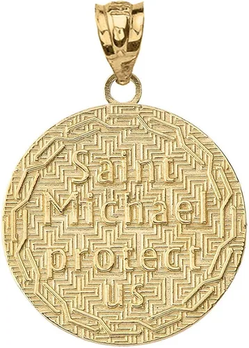 Miniatura 2 de CaliRoseJewelry Colgante de oro de 14 quilates con dije de moneda de San Miguel Protect Us