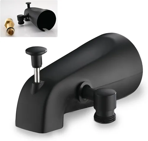 Miniatura 7 de Boquilla de bañera totalmente metálica con desviador de níquel cepillado, se ajusta a rosca de 1/2" o 3/4" IPS, grifo de bañera con desviador