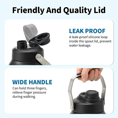 Miniatura 5 de Boulder Bee Botella de agua aislada Jarra de agua de medio galón con asa Acero inoxidable de 64 onzas con bolsa de transporte Doble vacío