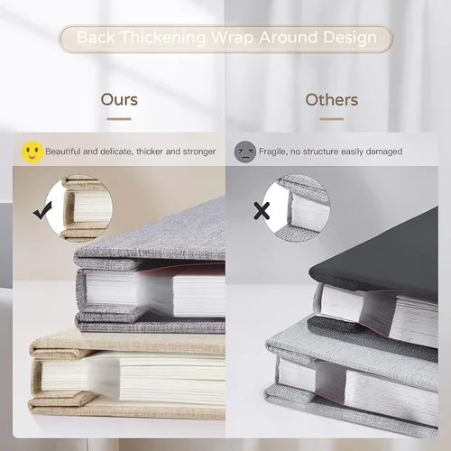 Miniatura 6 de Popotop Álbum de fotos grande autoadhesivo 4x6 5x7 8x10 Álbum de recortes DIY Libro de imágenes, Regalos para mamá, familia, bebé y boda, con Beige