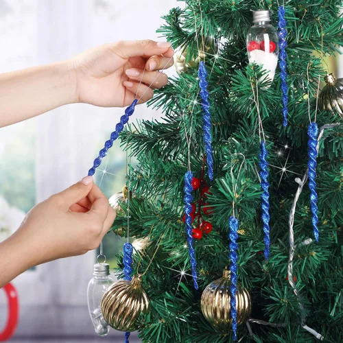 Miniatura 4 de 50 carámbanos de árbol para Navidad, adornos de Navidad de plástico, torcidos, decoración colgante de carámbanos para invierno, vacaciones, fiesta