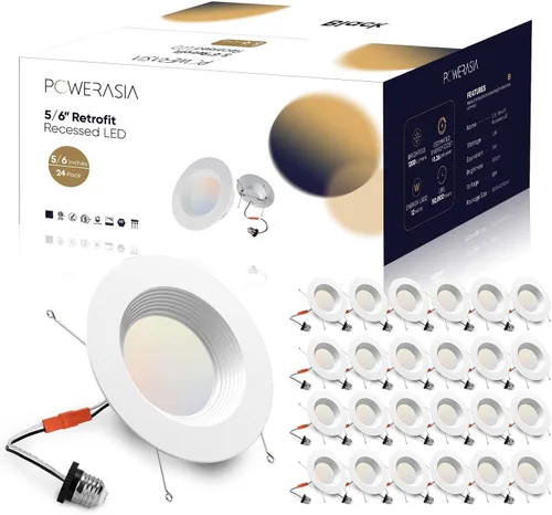 Miniatura 12 de Paquete de 12 luces LED de 4 pulgadas para lata, iluminación empotrada 5CCT de 4 pulgadas, a seleccionar, 2700K-6000K regulable, 9W 630LM luces