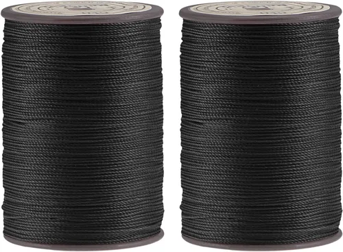 uxcell Hilo encerado fino de 137 yardas, 0.022 in de diámetro, de poliéster, con revestimiento de cera, para coser a máquina, bordar, acolchar a